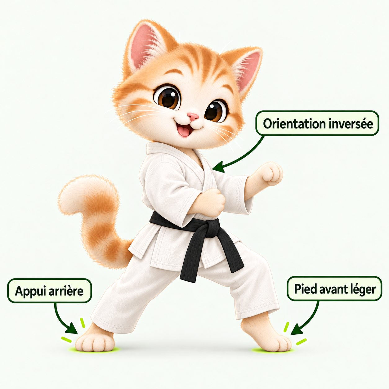 Illustration pédagogique de Gyaku neko ashi dachi