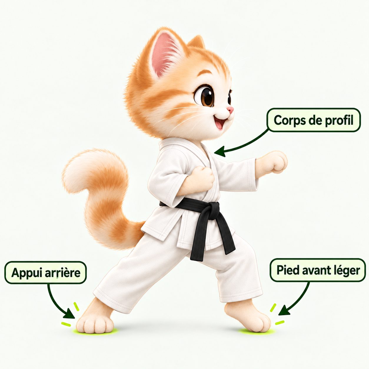 Illustration pédagogique de Mahanmi neko ashi dachi