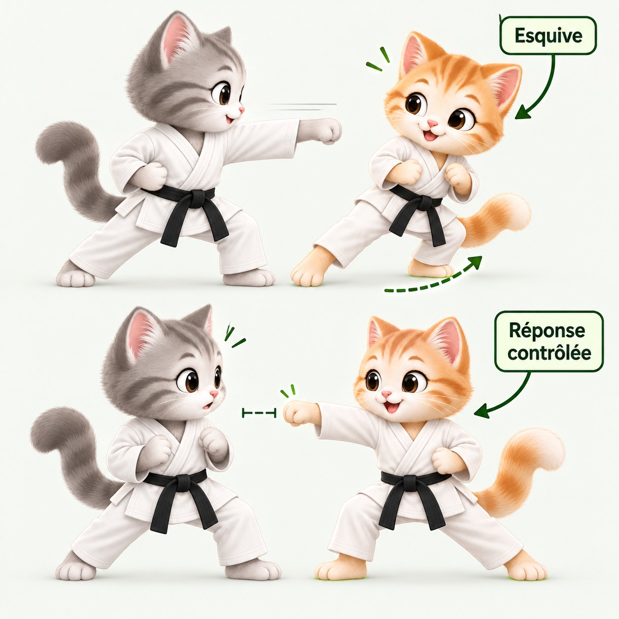Illustration pédagogique de Esquive puis riposte